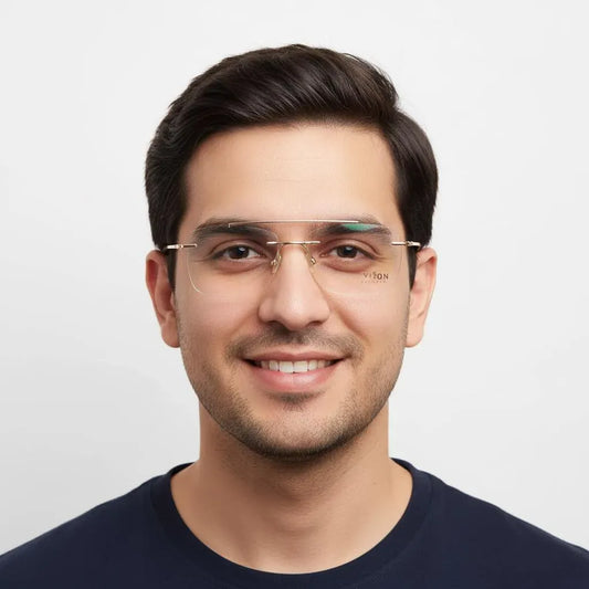 iDom Eyeglasses Rimless Square Specs For Men 230271