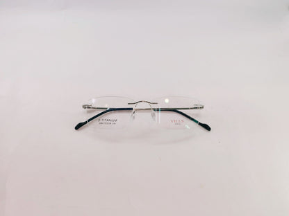 iDom Eyeglasses Silver Rimless Rectangle Specs For Men 131612