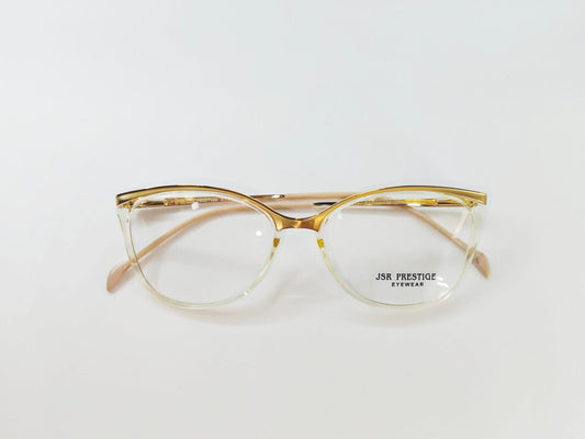 iDom Eyeglasses Transparent Light Tea With Gold Mount Specs For Women 294946