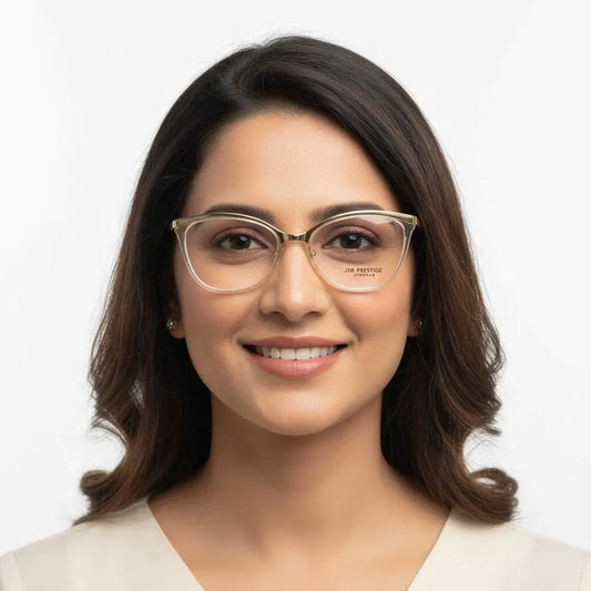 iDom Eyeglasses Transparent Light Tea With Gold Mount Specs For Women 294946