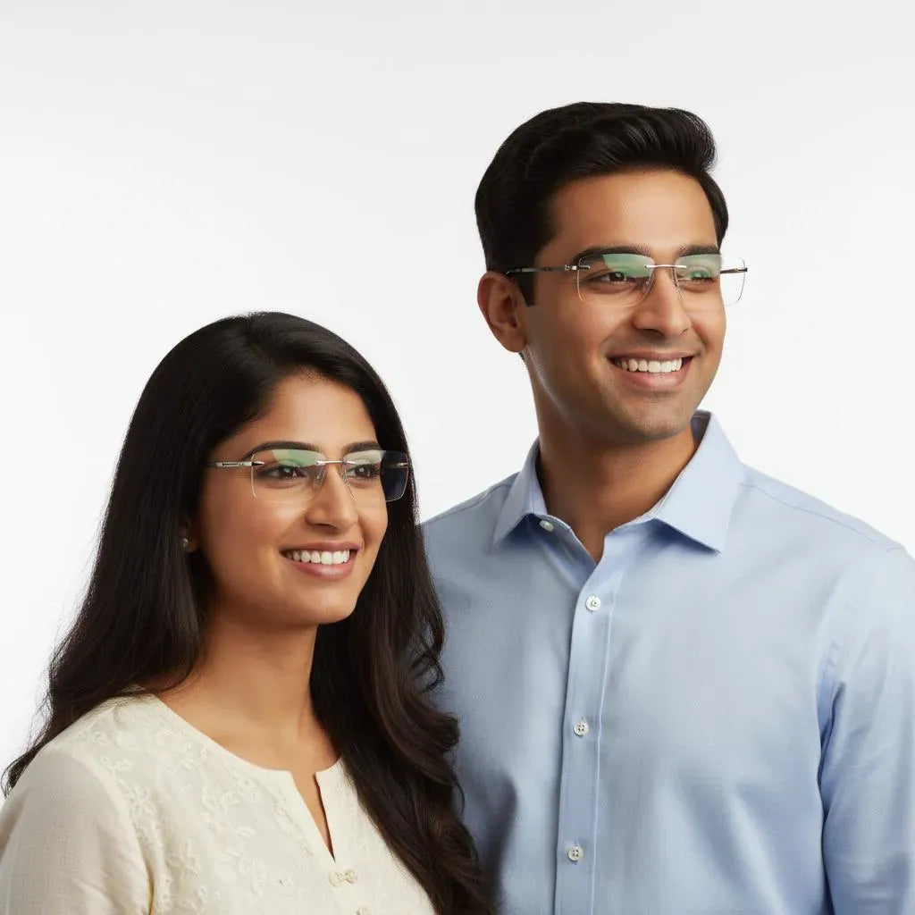 Tommy Hilfiger Eyeglasses Tommy Hilfiger Rimless Rectangle Specs For Men & Women 272462