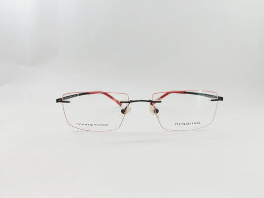 Tommy Hilfiger Eyeglasses Tommy Hilfiger Rimless Rectangle Specs For Men & Women 621873